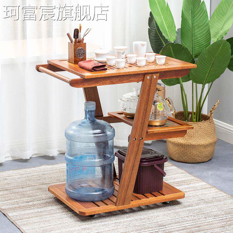 珂富宸花梨移动茶台实木茶车家用功夫泡茶盘茶具烧水壶一体套装小茶桌柜摆件饰品垫垫床笠拉车盖布