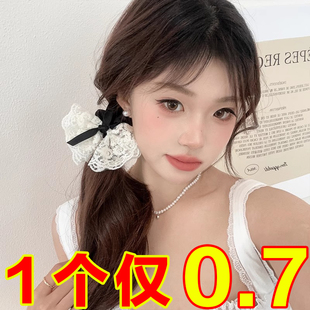 法式少女蕾丝蝴蝶结发圈高级感马尾发绳复古气质头绳奶油甜美头饰