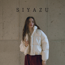 SIYAZU 韩国设计师品牌 鸭绒羽绒服女冬韩系立领白色短款羽绒外套