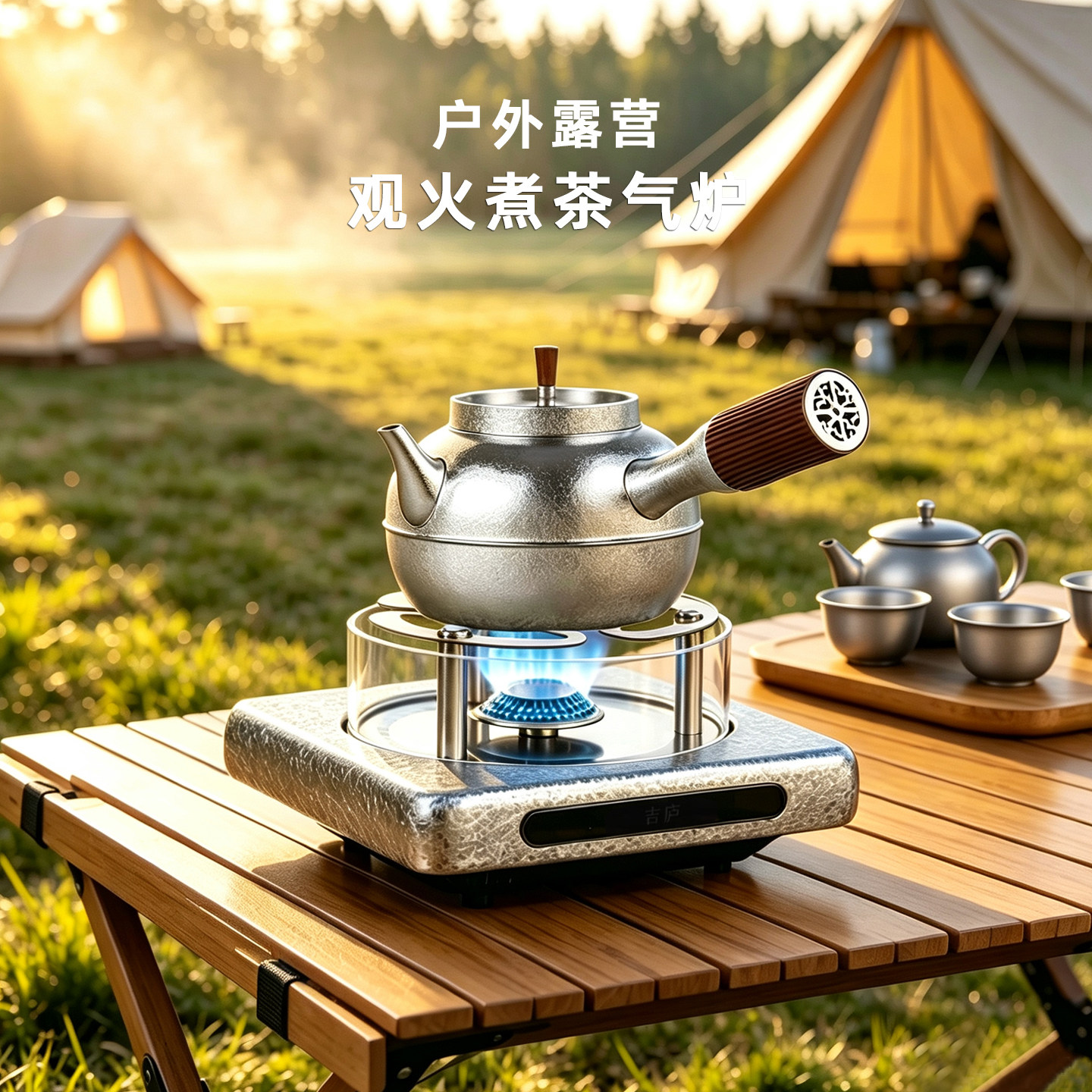 鼎牌高端户外露营防风卡式炉纯钛围炉煮茶炉泡茶便携式观火炉吉庐