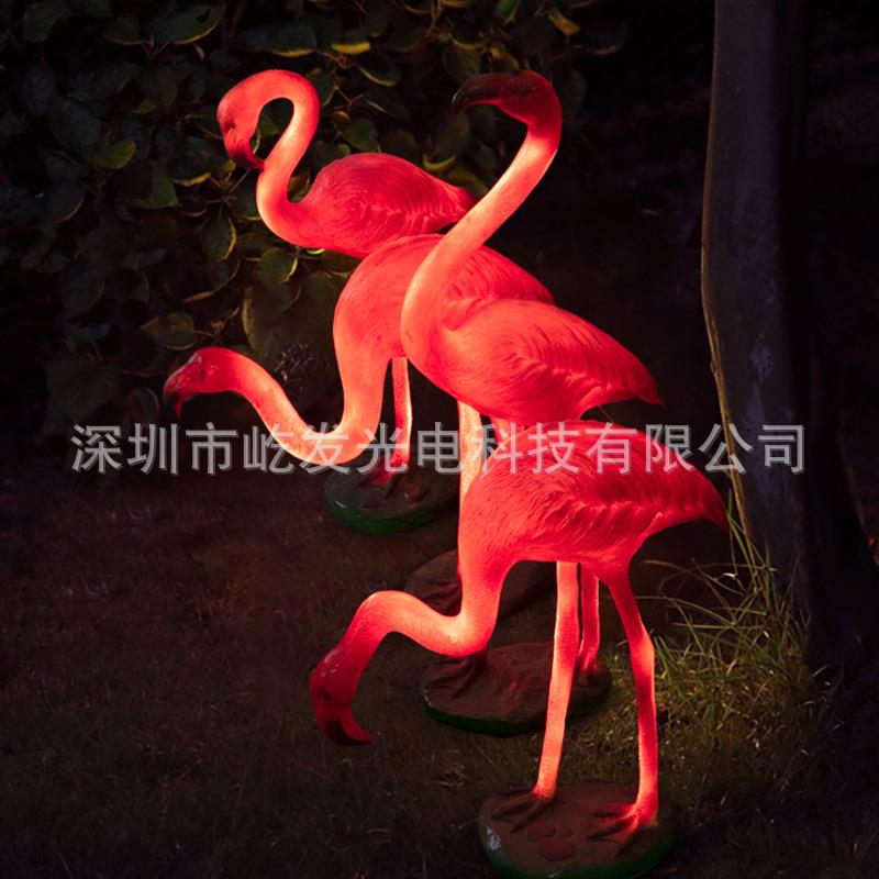 户外美陈亮化树脂动物玻璃钢道具灯发光糜鹿网红火烈鸟造型灯