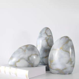 新中式创意陶瓷大石头摆件客厅玄关电视柜样板房工艺品摆设品