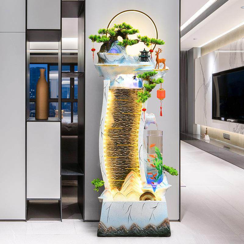 轻奢鱼缸客厅落地流水摆件乔迁送礼室内循环水电视柜旁水景装饰,鲜花速递/花卉仿真/绿植园艺,其它园艺用品,淘宝优惠券,粉丝福利购,淘宝优惠卷