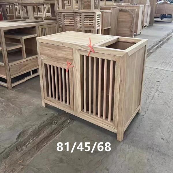 茶台白茬北方榆木茶水柜简约茶车新中式移动茶几烧水台小茶桌