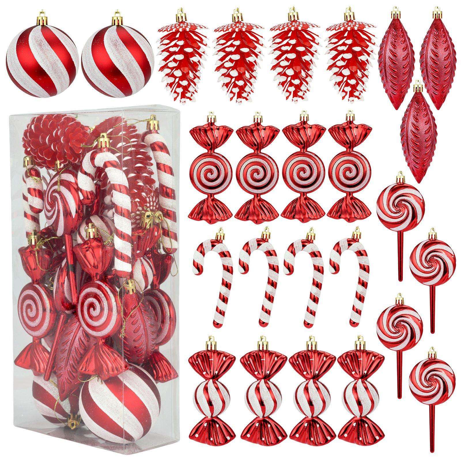 圣诞挂件8cm25件套 圣诞树装饰挂饰配件圣诞节节日派对橱窗吊饰