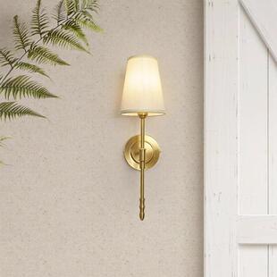 拉绳开关壁灯美式客厅壁灯全铜卧室床头壁灯简约过道复古乡村灯具