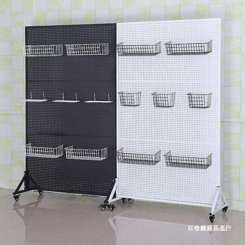 立式铁艺洞洞板落地圆孔铁板货架饰品展示厨房配件置物架超市货架