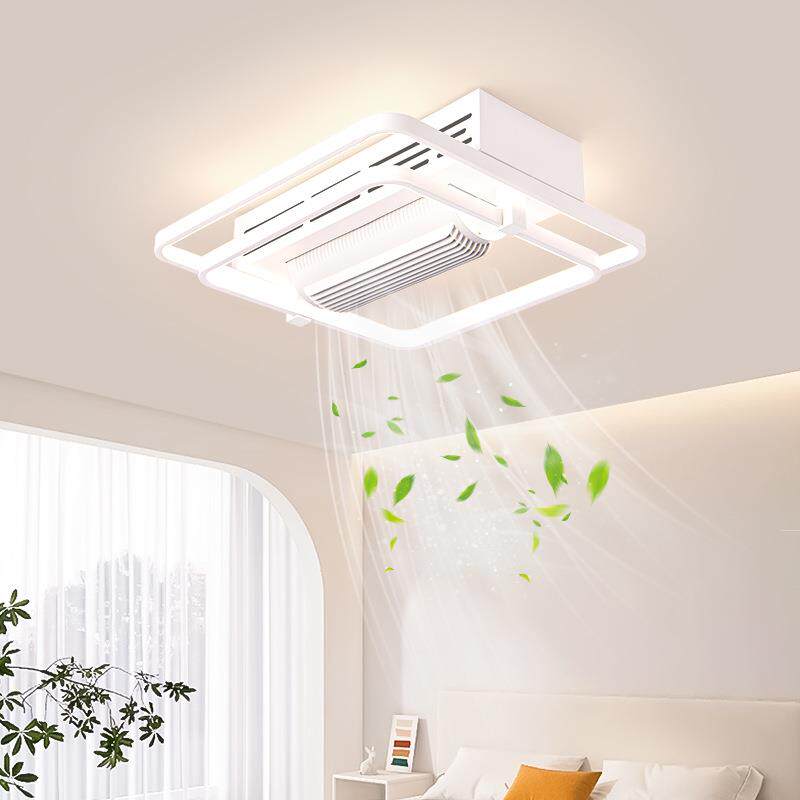 跨境横栏镇卧室滚筒式无叶风扇灯简约房间主卧室静音带风扇吸顶灯