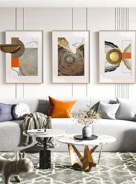 奢靡光年 现代轻奢风格客厅装饰画金箔橙色墙画走廊玄关卧室挂画