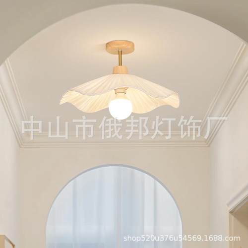 2024过道灯走廊吸顶灯奶油原木风灯具现代简约led入户玄关阳台灯