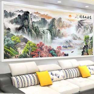 钻石画2025新款客厅富春山居图点贴十字绣满钻钻石绣大幅山水风景