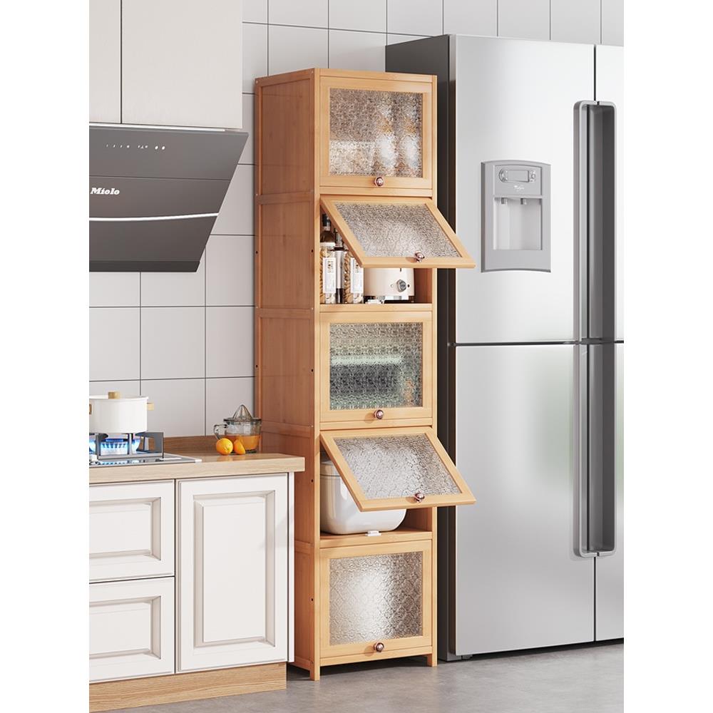 冰箱夹缝置物柜加深厨房缝隙收纳橱柜家用窄30cm实木边缝锅赵