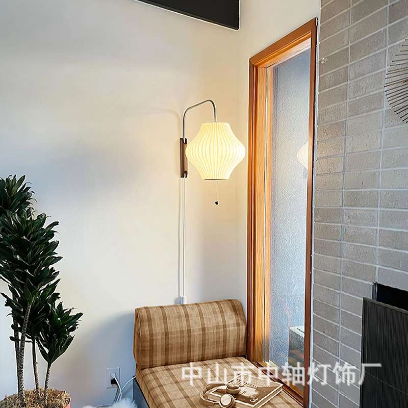 北欧蚕丝壁灯简约创意个性l卧室新款小客厅过道书房房间床头壁灯