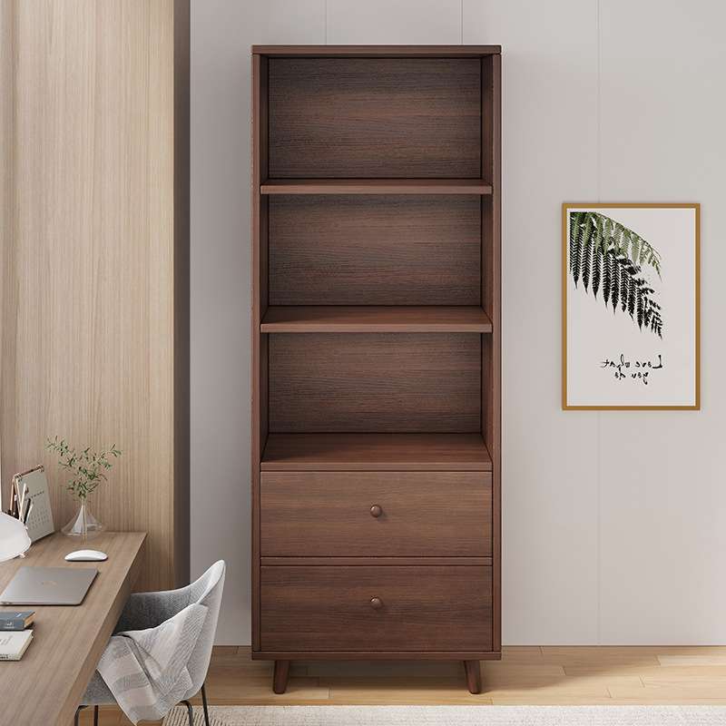 北欧实木书架落地多层储物柜子收纳置物架展示柜家用客厅转角书柜