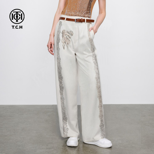 TCH私服烫钻工艺时尚休闲百搭小熊休闲裤女T75B20E5029轻奢tch