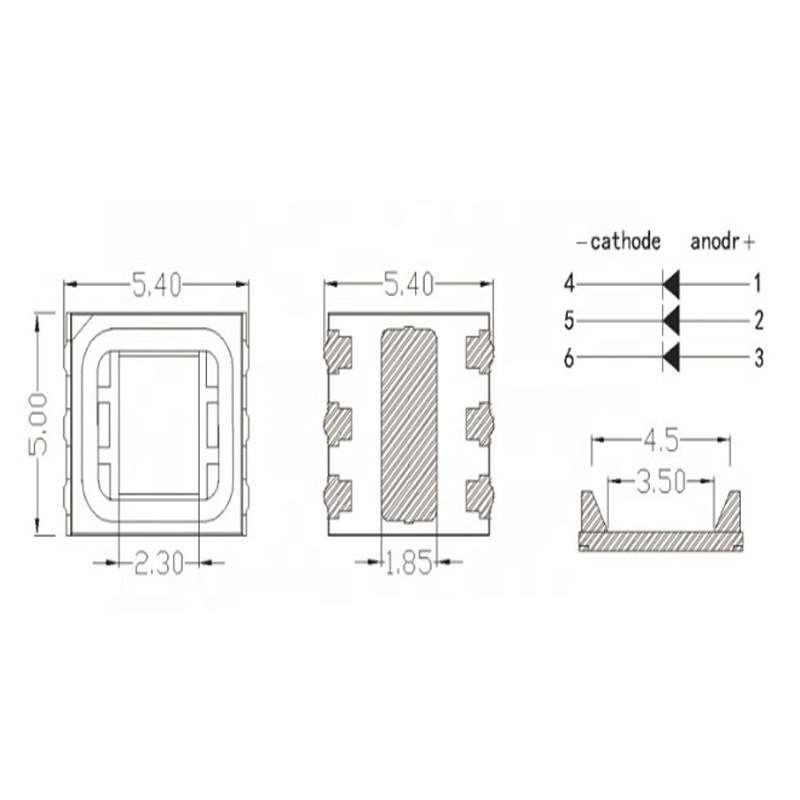现货5054球头RGB灯珠 3W凸头带透镜模顶5054RGB全彩灯珠 可代焊板
