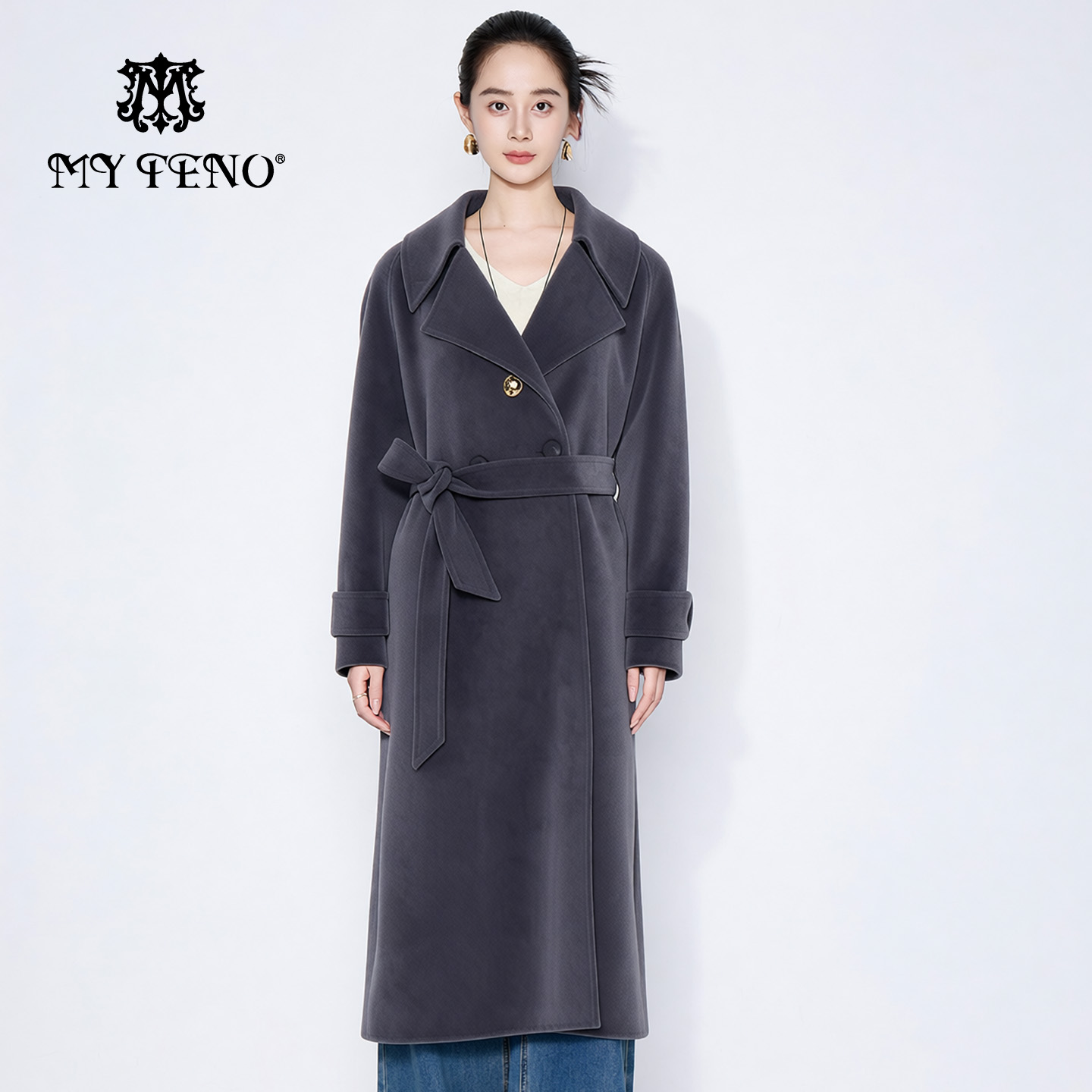 马天奴长款羊毛混羊绒呢大衣