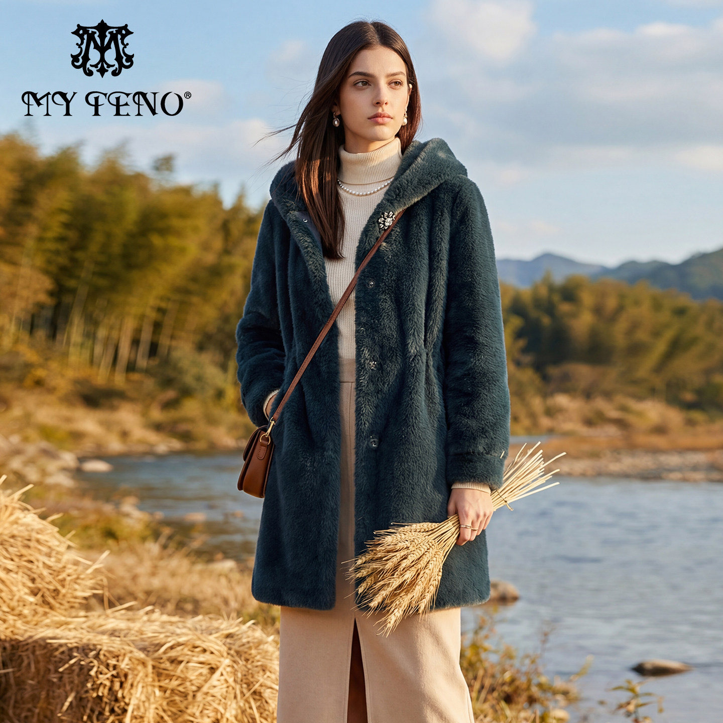 马天奴2025冬季新款连帽钻扣收腰金貂绒外套仿皮草轻奢保暖时尚女,女装/女士精品,短外套,淘宝优惠券,粉丝福利购,淘宝优惠卷