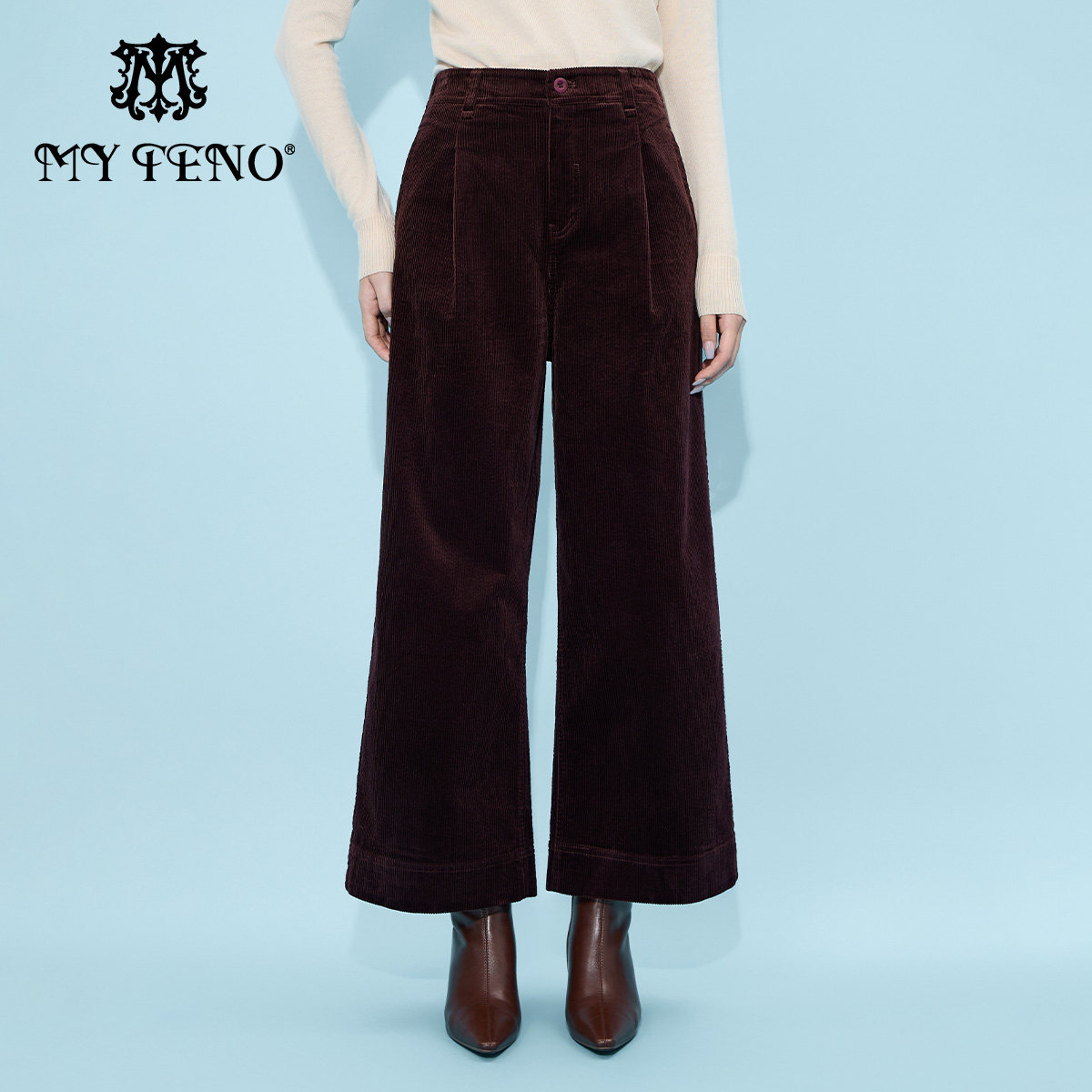 马天奴2025春夏新款纯色棉质灯芯绒高腰宽松阔腿裤子休闲时尚百搭,女装/女士精品,休闲裤,淘宝优惠券,粉丝福利购,淘宝优惠卷