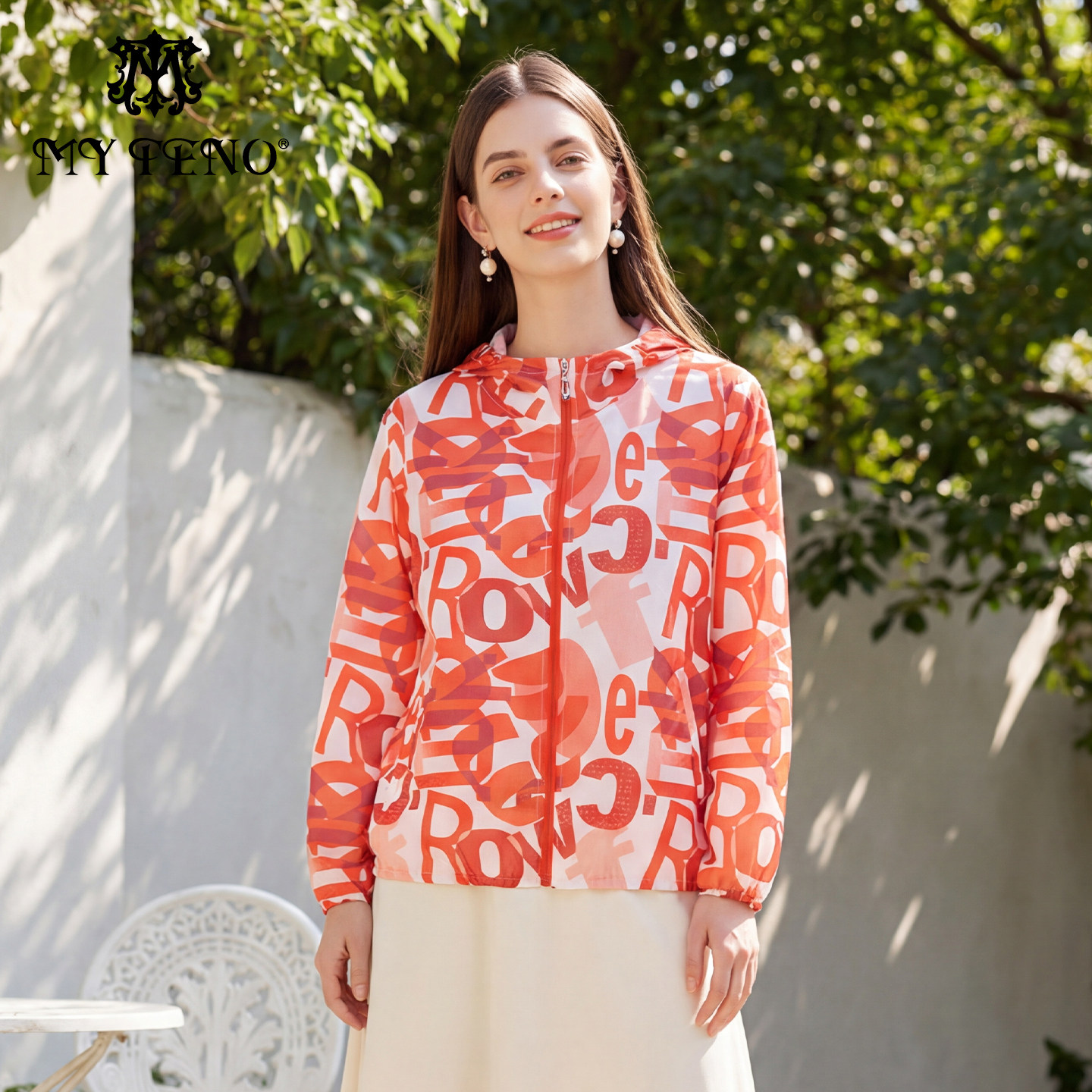 马天奴2026春夏新款撞色印花连帽拉链外套长袖薄款时尚百搭休闲女,女装/女士精品,短外套,淘宝优惠券,粉丝福利购,淘宝优惠卷