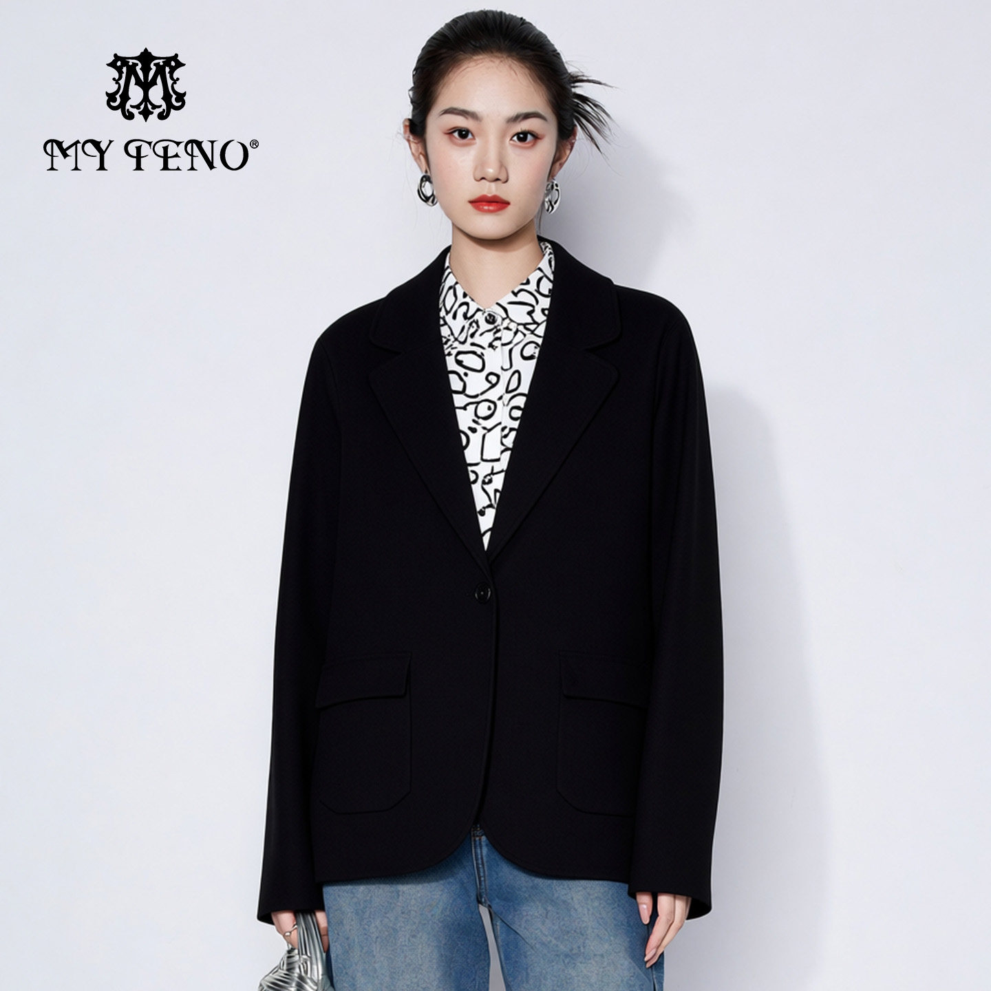 马天奴2026春夏新款黑色翻领针织外套短款宽松廓形开衫气质百搭女,女装/女士精品,毛针织衫,淘宝优惠券,粉丝福利购,淘宝优惠卷