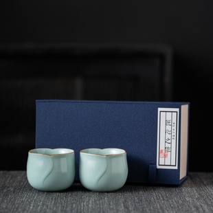 主人杯汝窑功夫茶具单杯品茗杯汝瓷礼盒装粉色女士个人专用伴手礼