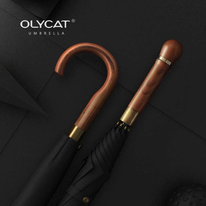 OLYCAT男士复古加固防风大直径双人长杆创意手柄8骨可印刷广告伞