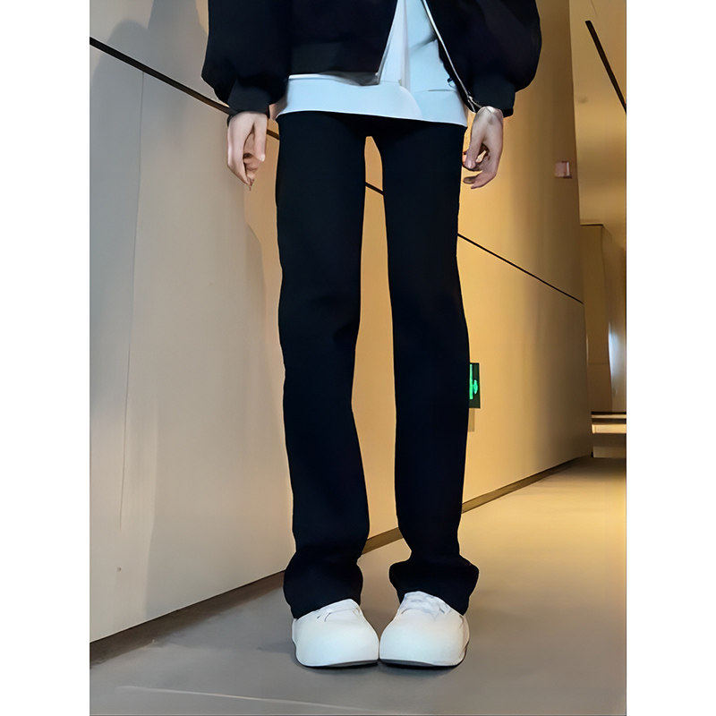 cleanfit黑色软牛仔裤男款修身ootd穿搭裤子显瘦显腿长弹力直筒裤
