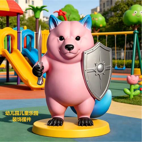 卡通刀盾玻璃钢落地网红引流摆件