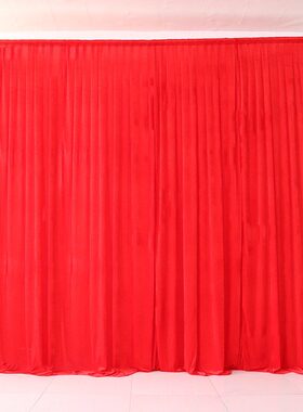 酒红曼加金丝搭建婚庆黑色绒幔婚礼纱幔沙舞台背景布布置装饰