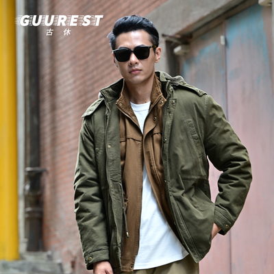 【石墨烯】纯棉中长款棉服男款冬季外套加绒加厚可脱卸帽保暖棉衣