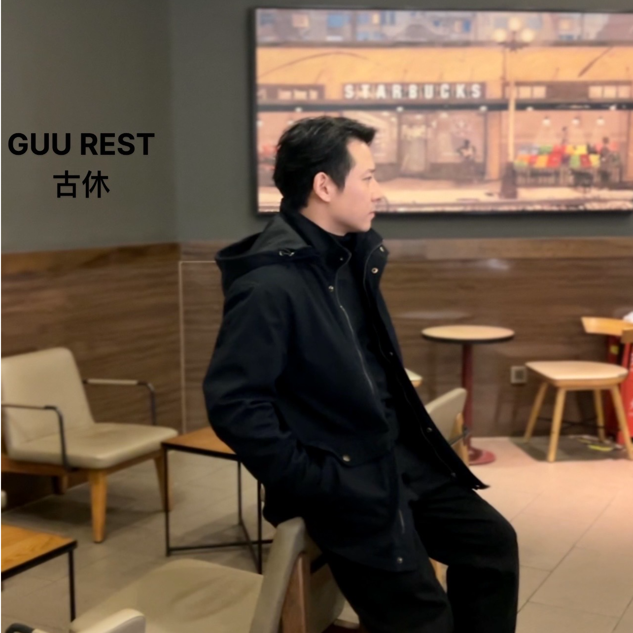 古休Guu Rest2025秋季新品长款经典百搭宽松可拆卸帽骑兵风衣