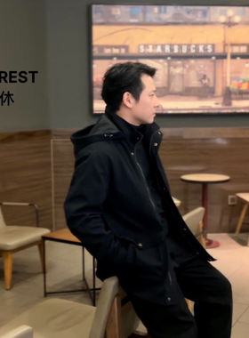 古休Guu Rest2025秋季新品长款经典百搭宽松可拆卸帽骑兵风衣