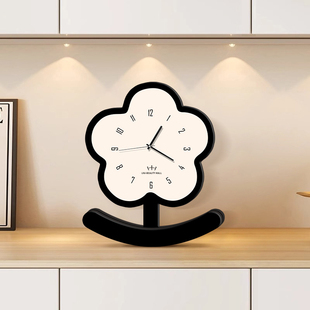 花朵卡通创意时钟摆台式客厅桌面摆件高颜值时间钟表卧室床头静音