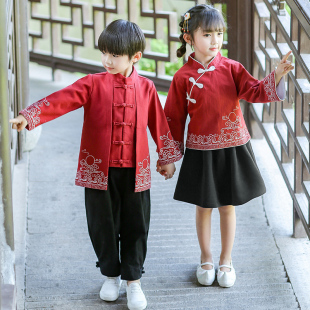 幼儿园园服新款 中国 春秋装 汉服棉小学生校服民K族风儿童班服套装