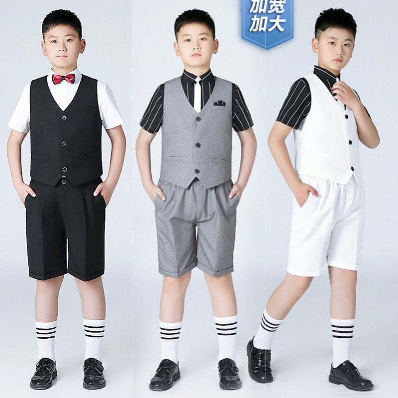 胖男孩礼服夏季口才演出服大童西服小主持人O儿童西装套装男童夏