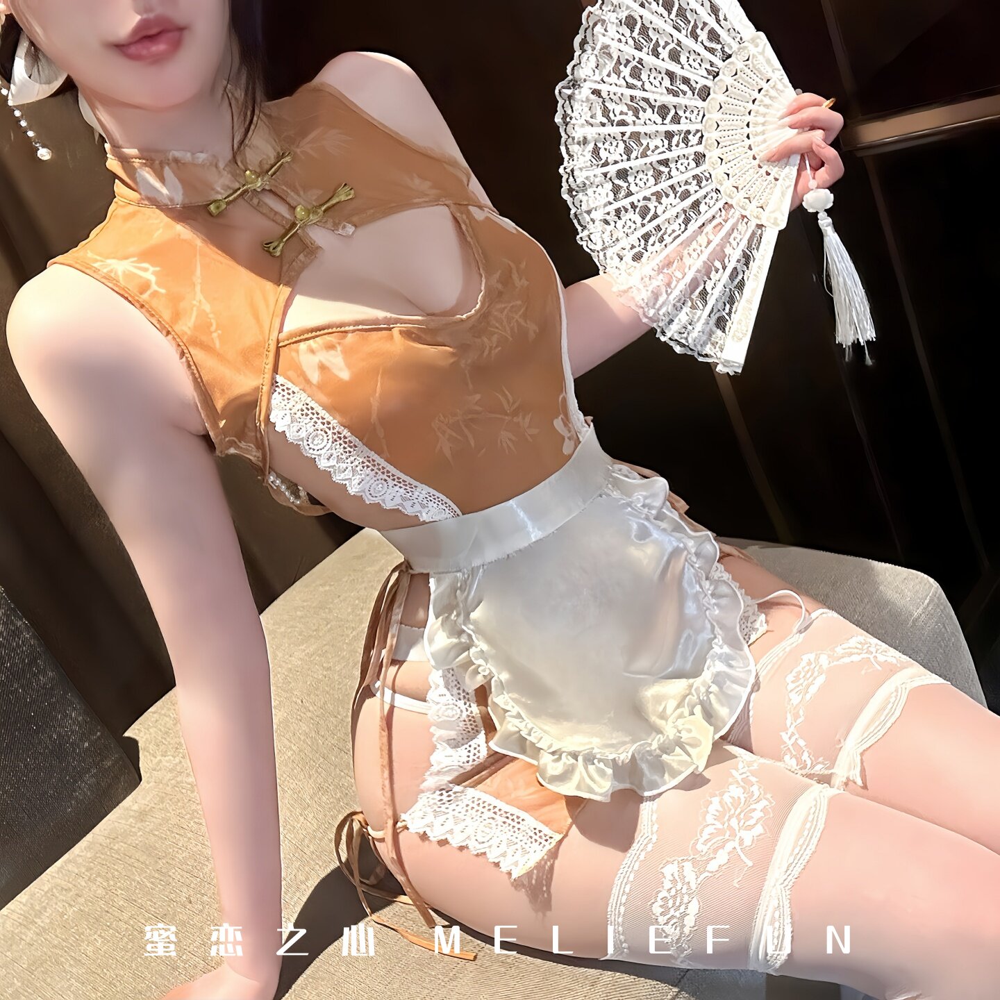 性感风无袖立领旗袍制服睡裙女角色扮演女仆宫廷风性感中式睡衣女