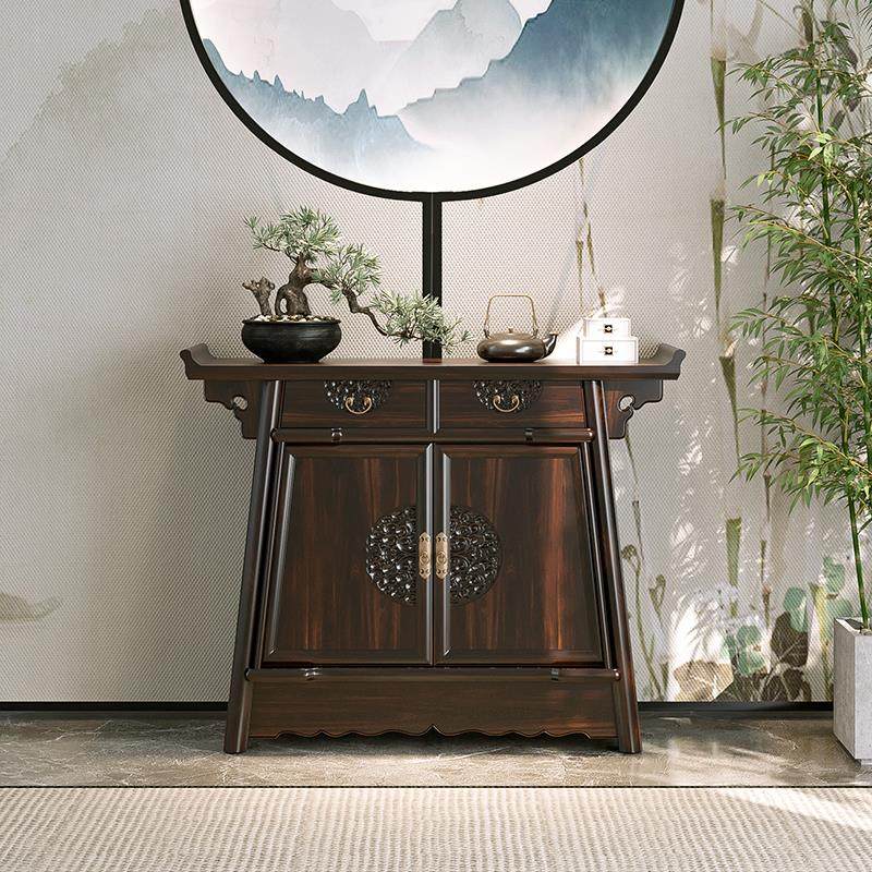 全实木中式仿古餐边柜玄关柜收纳柜电视柜餐边柜全实木柜子落地柜