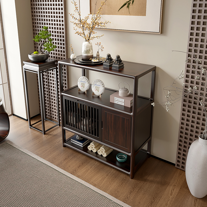 新中式实木餐边柜矮玄关储