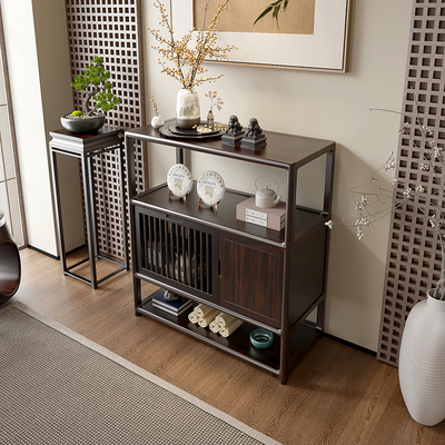 新中式实木餐边柜矮玄关储