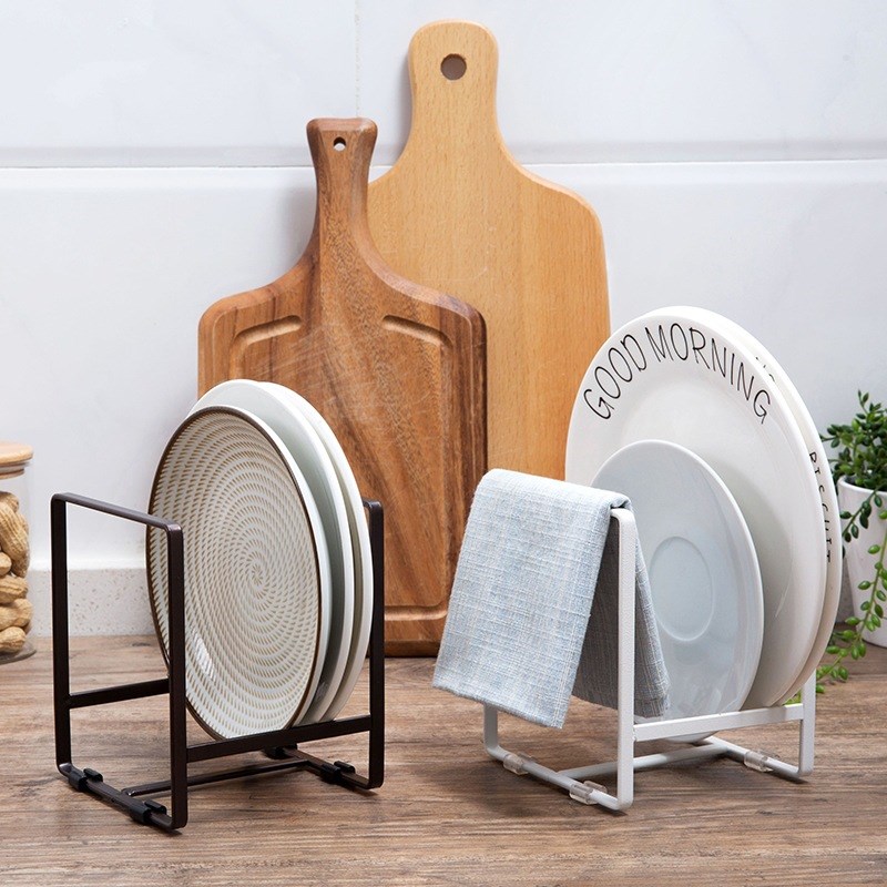 厨房置物架日式简约免打孔橱柜铁艺碗碟架餐盘收纳架沥水架砧板架