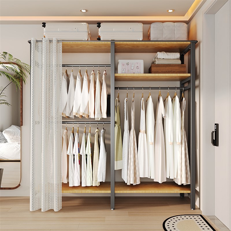 衣帽架挂衣架落地卧室置物架衣帽间钢架开放式衣柜金属框架步入式