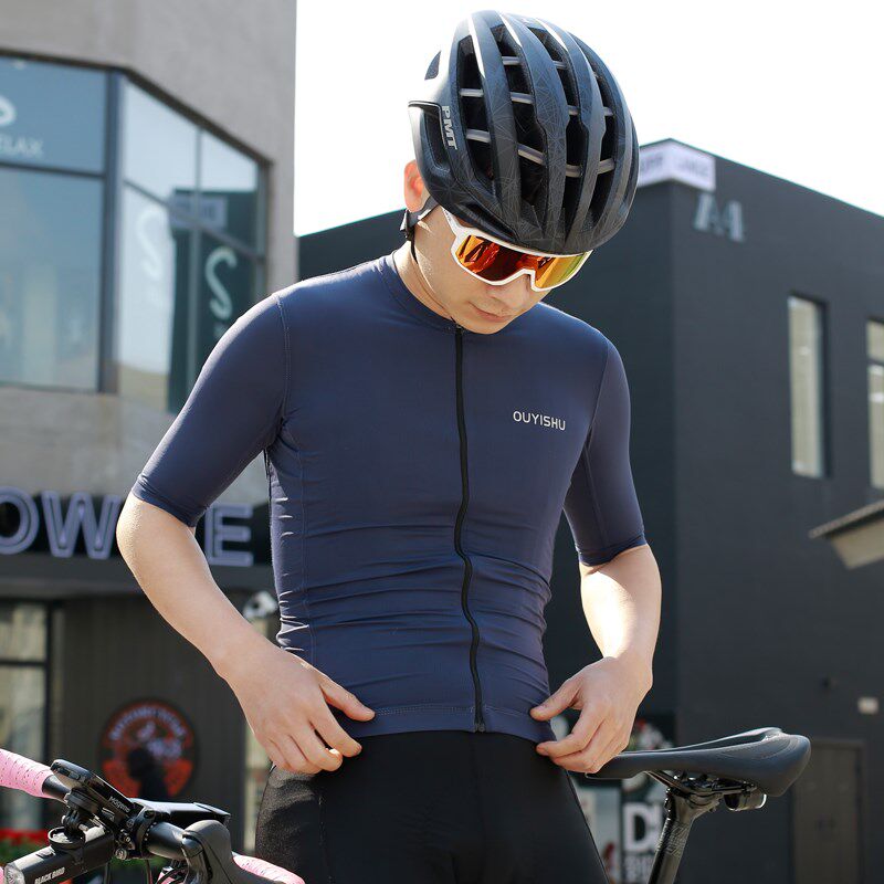 新款锦氨夏季贴身男女短袖骑行服套装透气短上Q衣背带裤速干单车