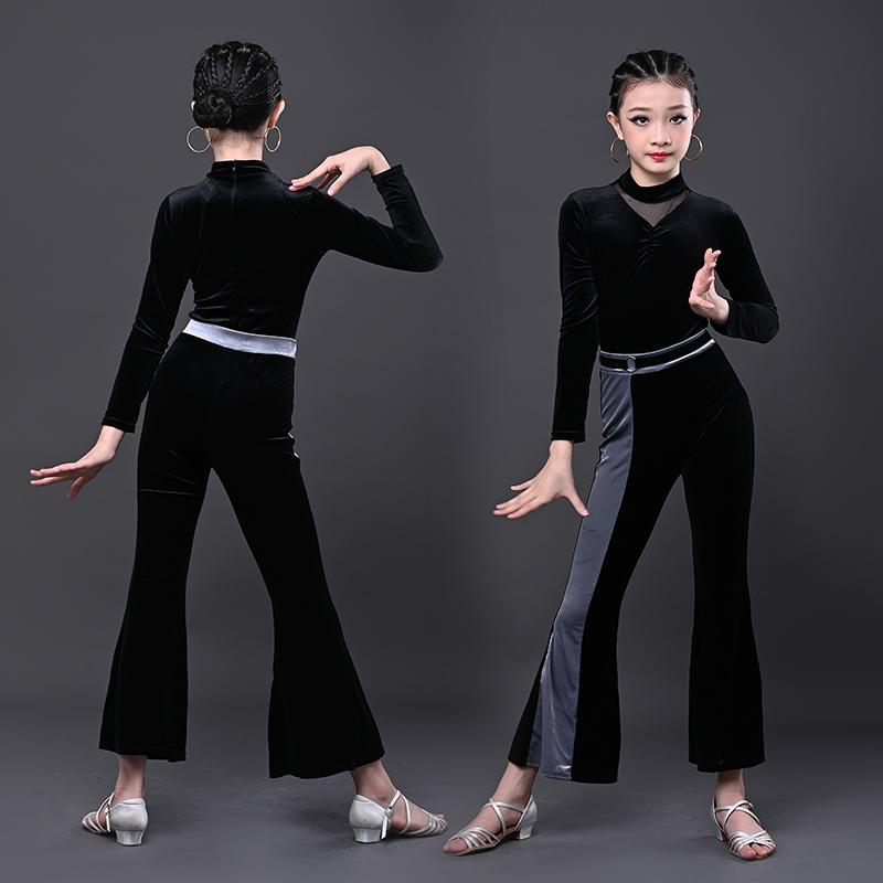 2023新款拉丁舞服装幼儿长袖拉丁舞蹈练功服女网红拉丁服春季套装