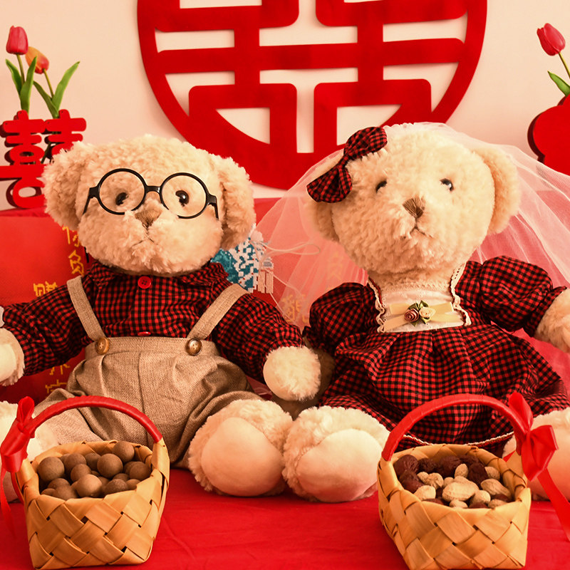 高档压牀娃娃娃娃一对新款公仔抱枕情侣玩偶婚房布置摆件Y新人结