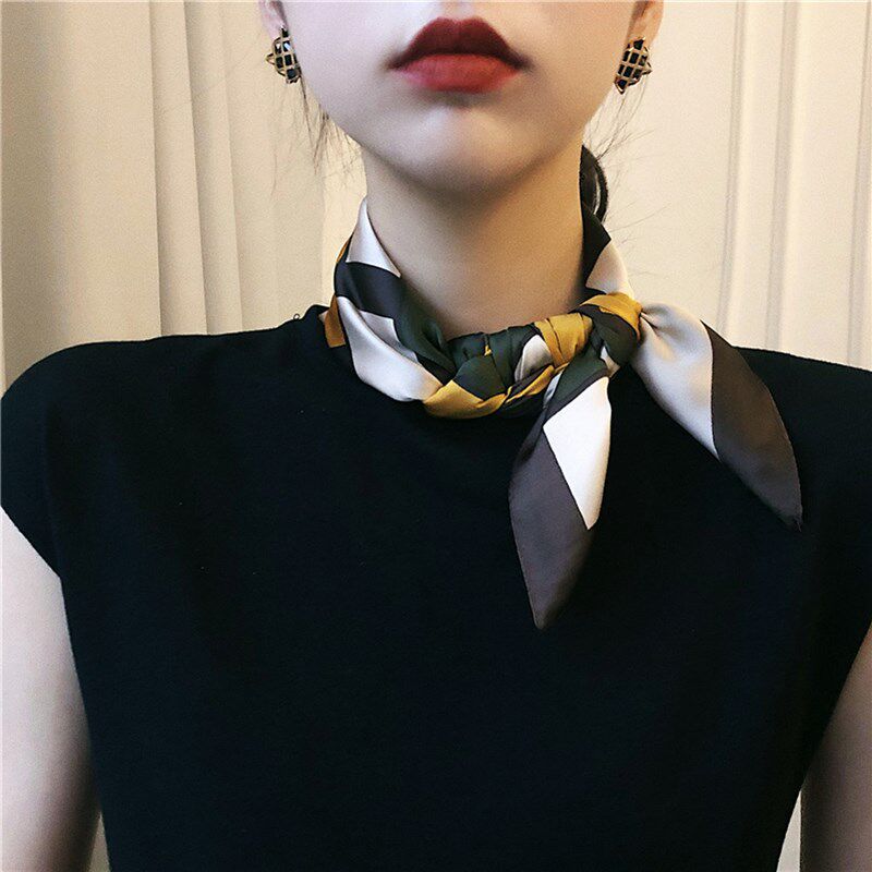韩版职业百搭春秋领巾空姐丝巾小方巾女洋气时尚S装饰围巾夏季薄