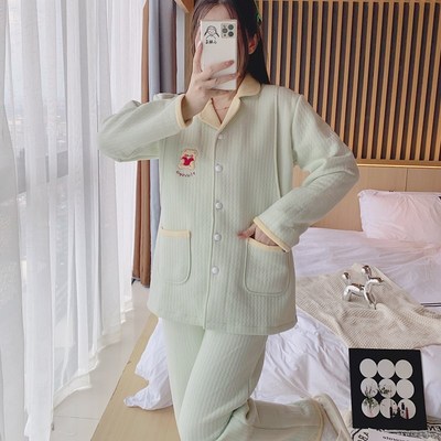 加厚月子服 纯棉哺乳睡衣 A孕妇产后秋冬空气棉冬款小个子冬