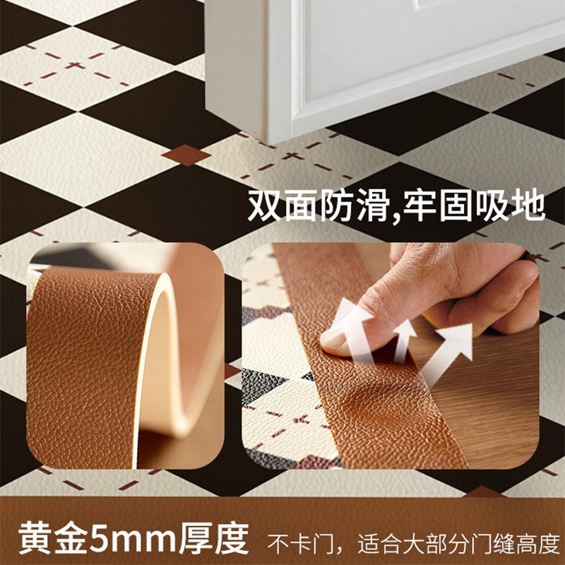 轻奢复古大门门口棋盘格进门入户门门垫皮革地垫防水防滑脚垫地毯