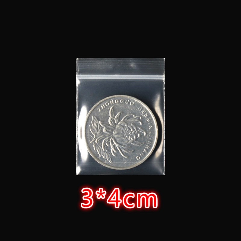 3*4*16丝药丸小袋子耳饰戒指防尘密封包装袋迷你特小pe透明自封袋