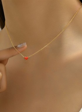 厂家直下套链小清新锁骨链2023夏季配饰日韩爱心项链红色滴油桃心